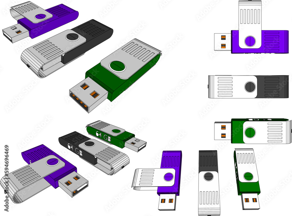 Storage flash disk illustration vector sketch