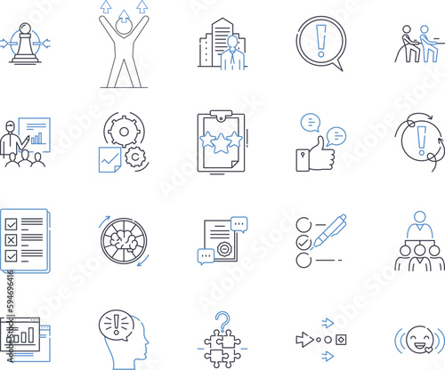 Corporate ambitions line icons collection. Growth, Expansion, Success, Innovation, Profit, Leadership, Excellence vector and linear illustration. Sustainability,Reputation,Efficiency outline signs set