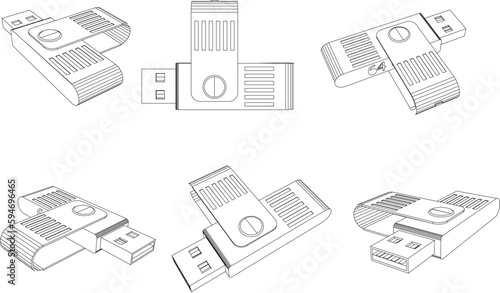 Storage flash disk illustration vector sketch