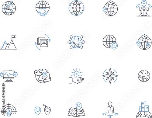 GPS line icons collection. Navigation, Tracking, Location, Satellite, coordinates, Waypoints, Direction vector and linear illustration. Mapping,Roads,Routes outline signs set
