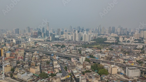 Drone aerial photograph of Bangkok  capital city of Thailand