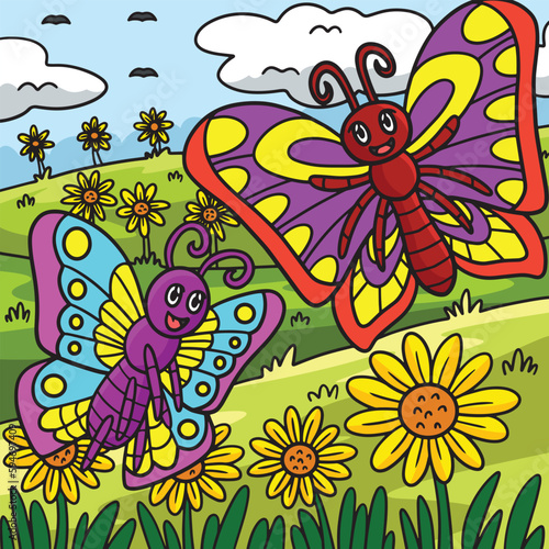 Butterfly Animal Colored Cartoon Illustration © abbydesign