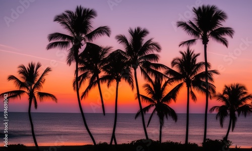 Fototapeta Naklejka Na Ścianę i Meble -  palm trees at sunset
