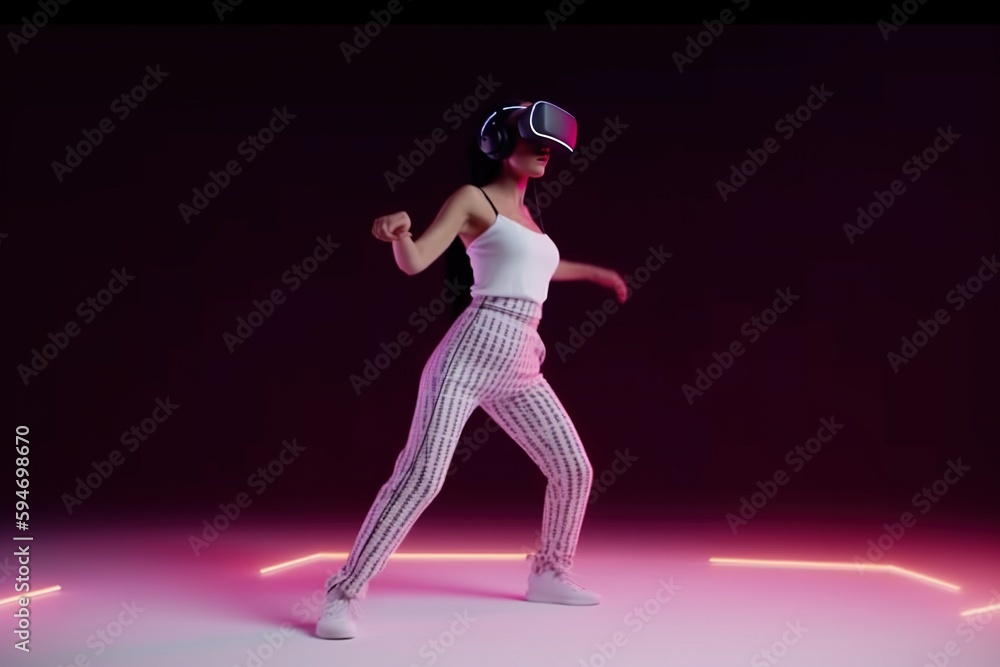 Virtual Reality, metaverse dancing and fitness. 