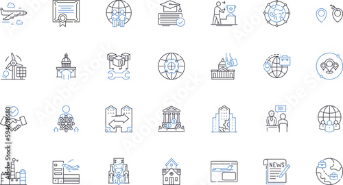 Ruling Class Supremacy line icons collection. Domination, Hierarchy, Elite, Control, Power, Privilege, Hegemony vector and linear illustration. Aristocracy,Authority,Enslavement outline signs set photo