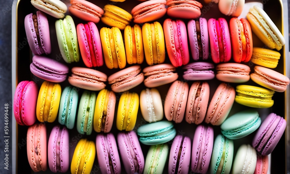 colorful macaroons on a wooden table