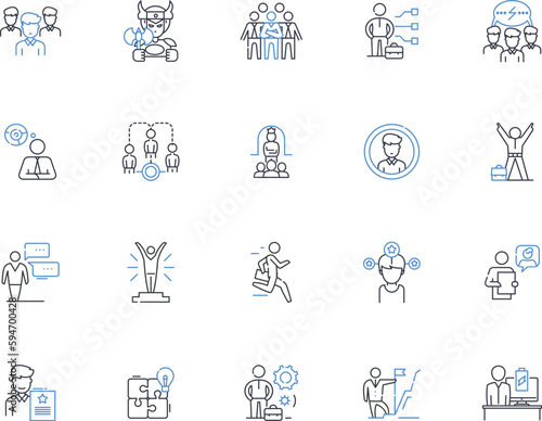 Consortium line icons collection. Partnership, Collaboration, Alliance, Coalition, Joint venture, Syndicate, Cooperation vector and linear illustration. Association,Unity,Nerk outline signs set