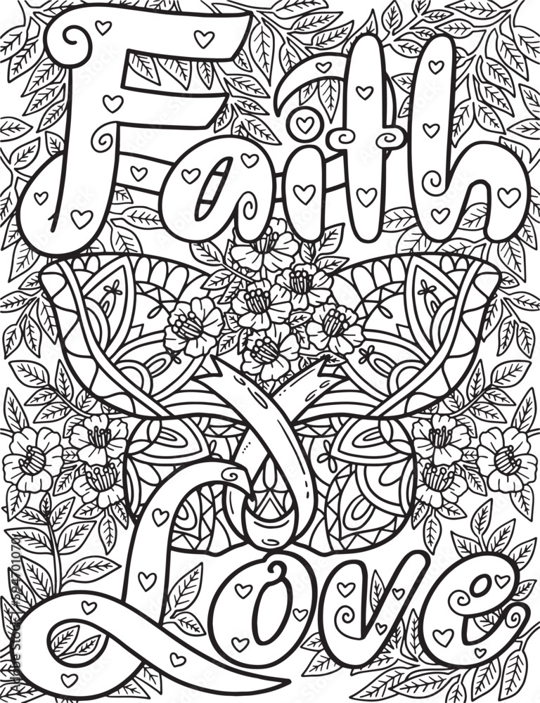 Breast Cancer Awareness Faith and Love Coloring 