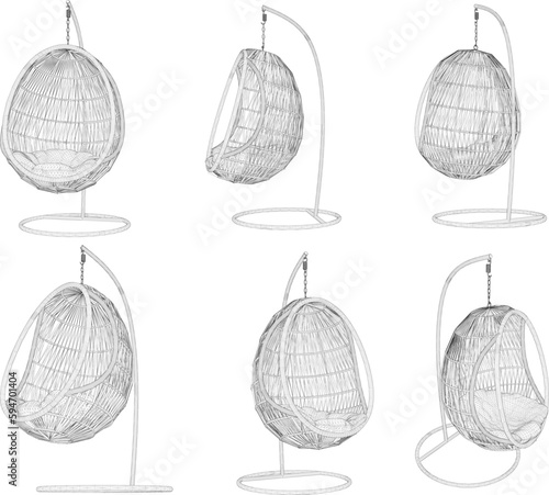 Vector sketch of garden rocking chairlift illustration