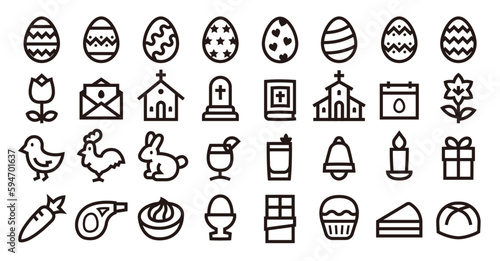 Easter icon set (Sharp bold line verson)