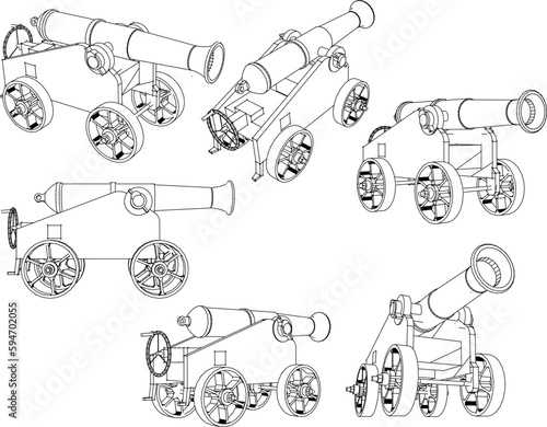 Vector sketch of vintage war cannon canon illustration