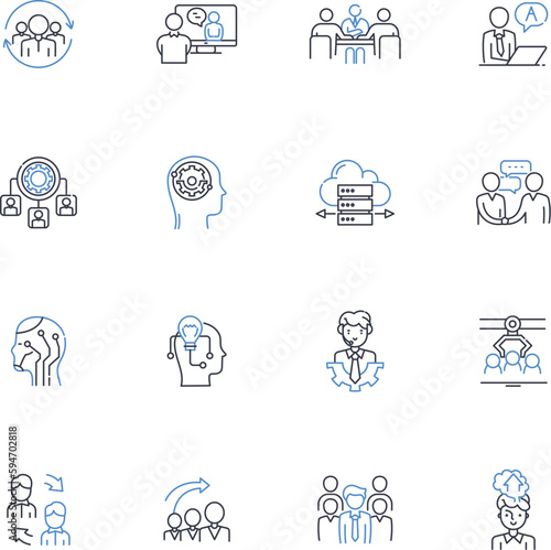Promoter line icons collection. Marketing, Advertising, Sales, Branding, Publicity, Event promotion, Nerking vector and linear illustration. Sponsorship,Endorsement,Outreach outline signs set