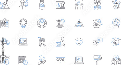 contemporary art line icons collection. Abstract, Avant-garde, Bold, Colorful, Conceptual, Creative, Cutting-edge vector and linear illustration. Daring,Distinctive,Eclectic outline signs set