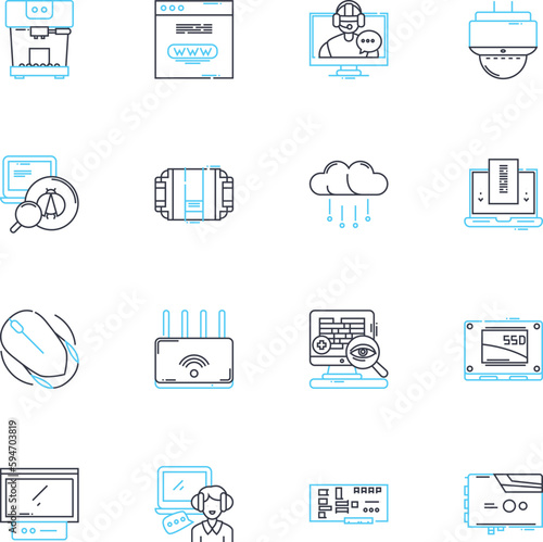 Mobile phs linear icons set. Android, Battery, Bluetooth, Camera, Charging, Display, Ecosystem line vector and concept signs. Facetime,Gaming,Hotspot outline illustrations