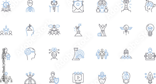 Supremacy line icons collection. Dominance, Power, Authority, Command, Control, Hegemony, Superiority vector and linear illustration. Preeminence,Sovereignty,Leadership outline signs set