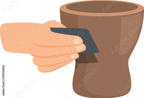 Handmade pot icon cartoon vector. Pottery art. Apron workshop