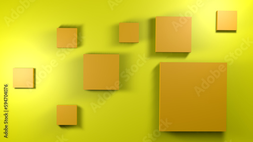 yellow background with squares. 3D render