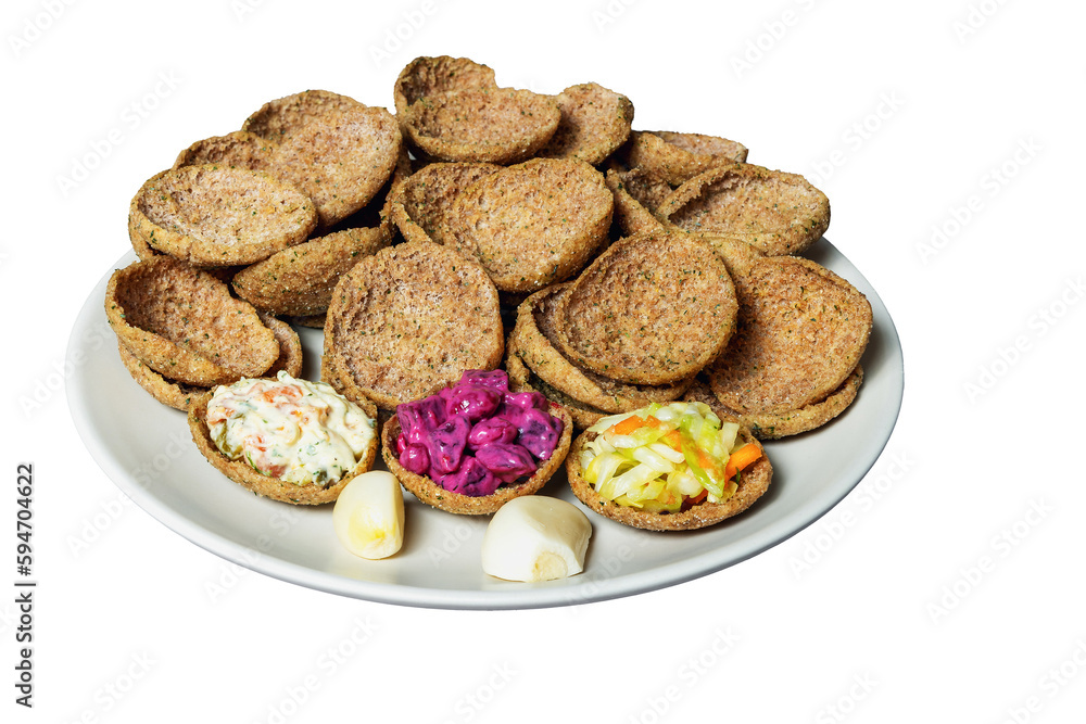 Rye bread toasts on a plate on a white background Rye bread toasts on a plate on a white background