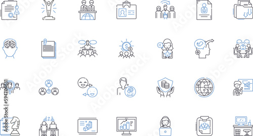 Operational management line icons collection. Efficiency, Productivity, Optimization, Strategy, Performance, Logistics, Coordination vector and linear illustration. Planning,Execution,Resourcefulness