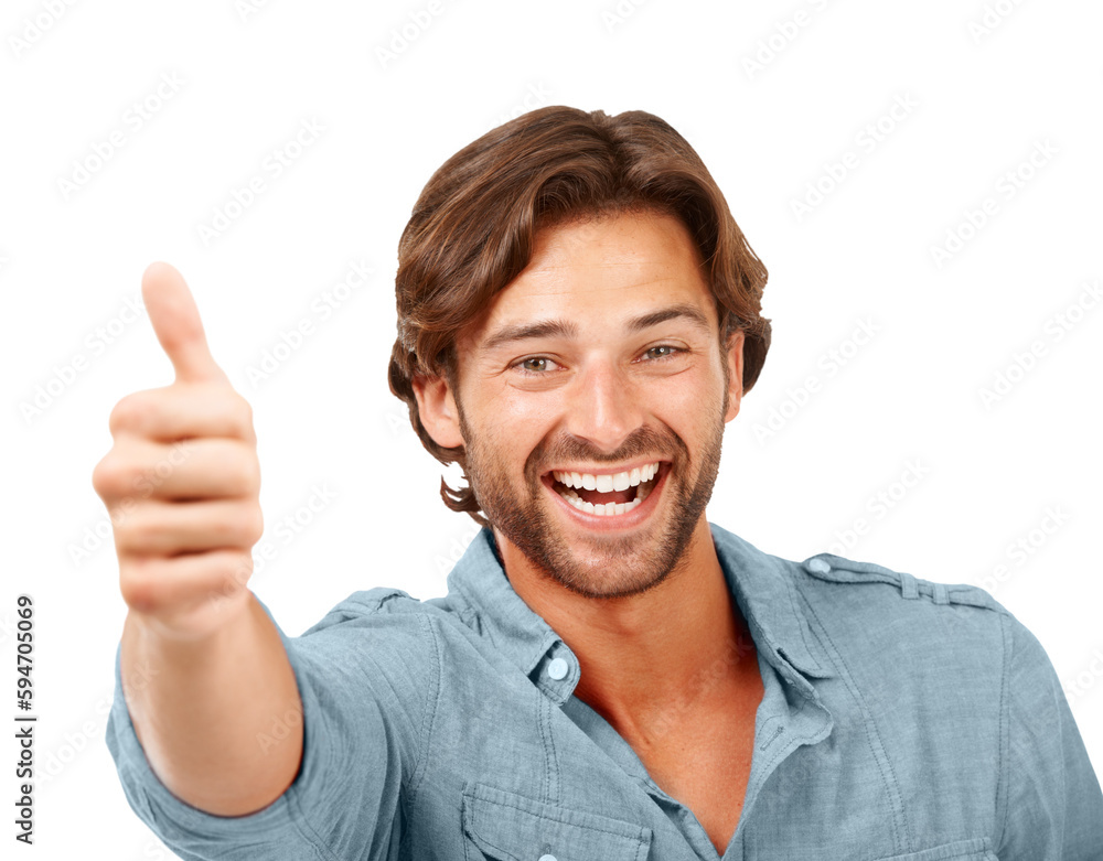 Excited, portrait and man with thumbs up for success isolated on a transparent png background. Hand gesture, happy and male person with like emoji for agreement, feedback or winning, approval or ok. Excited, portrait and man with thumbs up for success isolated on a transparent png background. Hand gesture, happy and male person with like emoji for agreement, feedback or winning, approval or ok.