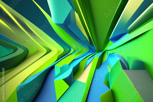 Abstract Color Green and Blue , 3d - generative ai