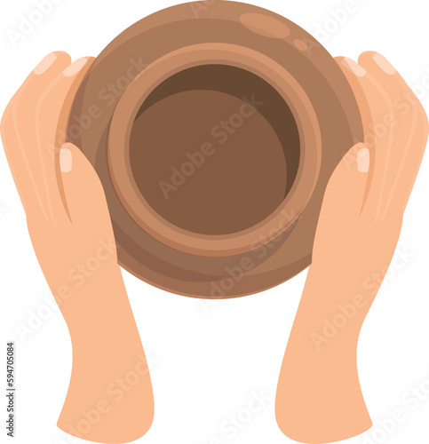 Top view pottery icon cartoon vector. Potter studio. Creative class