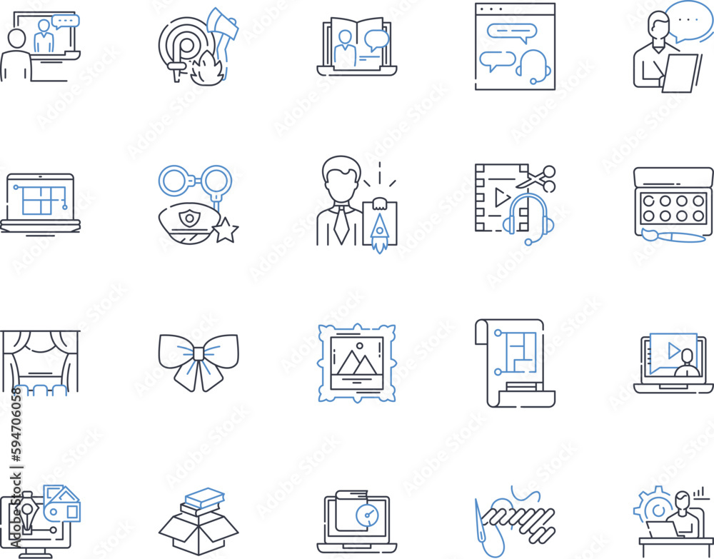 Entrepreneur and innovator line icons collection. Visionary, Risk-taker, Creative, Opportunist, Tenacious, Game-changer, Futurist vector and linear illustration. Maverick,Innovative,Resourceful