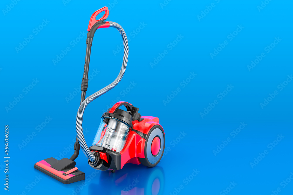 Modern vacuum cleaner on blue background, 3D rendering Modern vacuum cleaner on blue background, 3D rendering