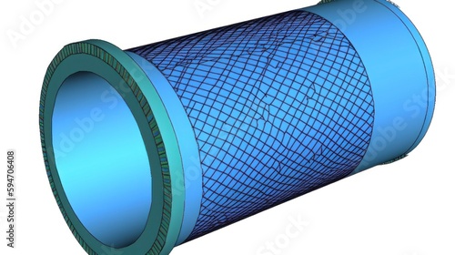 car air filter bridge  finite element analysis, cylinder object mechanical part , isolated on white background