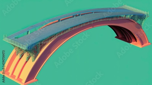  gate bridge  finite element analysis, architecture structure, isolated on background, stress testing engineering analysis computer model photo