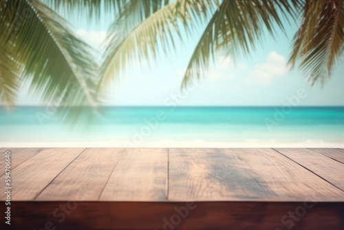 tropical beach table scene, generative AI © Rawf8