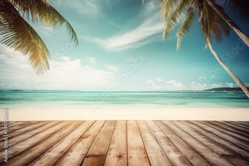 tropical beach table scene  generative AI