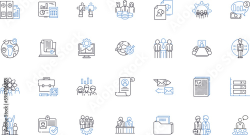 Cohesive teamwork line icons collection. Synergy, Collaboration, Trust, Communication, Unity, Integration, Coordination vector and linear illustration. Cooperation,Harmony,Partnership outline signs