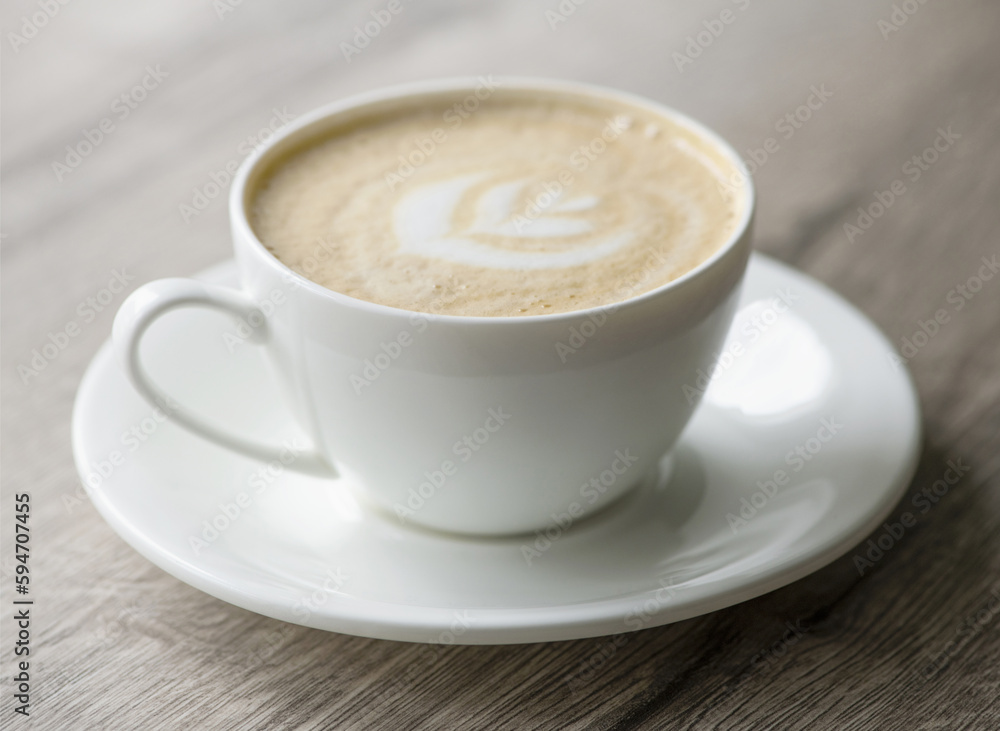Cup of hot cappuccino coffee on table Cup of hot cappuccino coffee on table