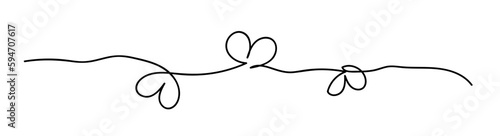 Black and white doodles, three hearts minimalism. Continuous pattern of three separate hearts. Fashionable minimal illustration isolated on white background.