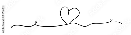 Black doodles on a white background. Abstract continuous line heart outline drawing. Trendy minimalist illustration. Illustration for postcard, business card, invitation, wedding card, valentine.
