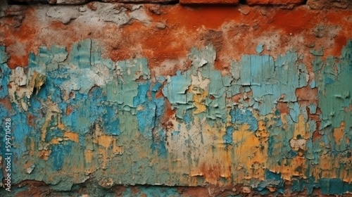 Vintage colored brick wall texture, generative AI