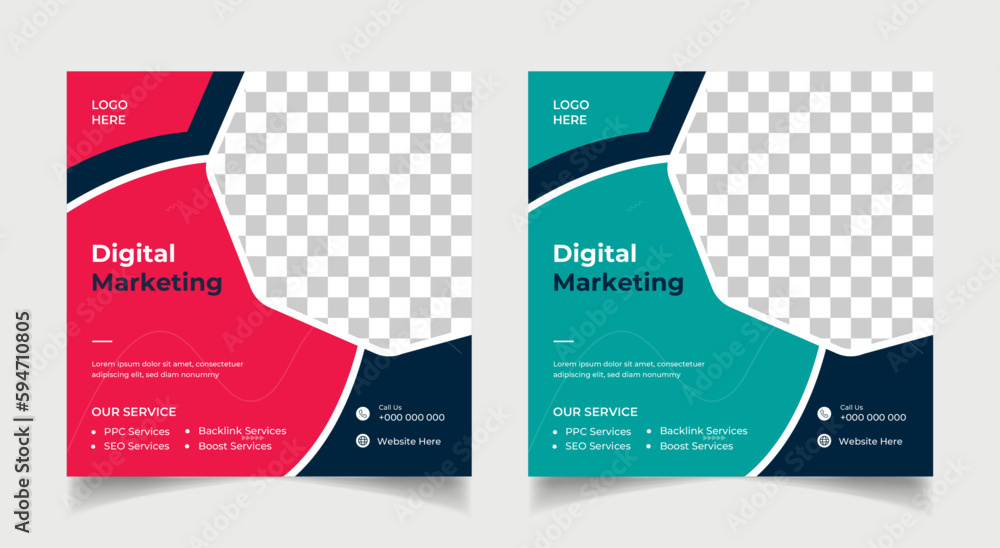 Digital marketing agency social media post and Instagram banner template