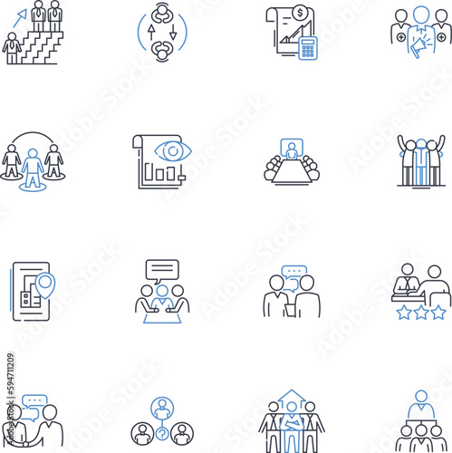 Retail model line icons collection. Merchandising, Inventory, Sales, Marketing, Delivery, Display, Packaging vector and linear illustration. Promotion,Pricing,Customer outline signs set