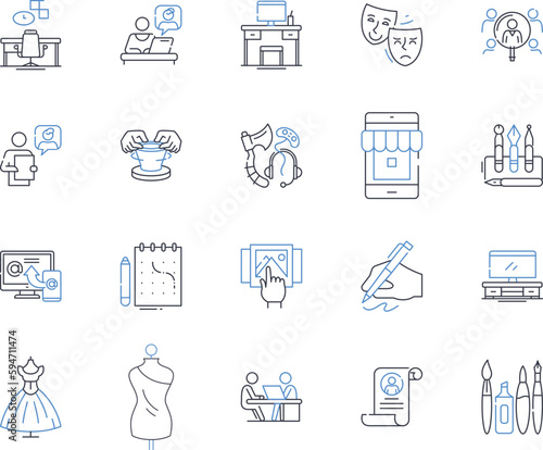 Agent and representative line icons collection. Advocate, Ambassador, Delegate, Proxy, Spokesperson, Intermediary, Broker vector and linear illustration. Salesman,Negotiator,Attache outline signs set