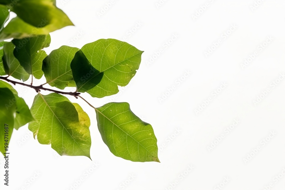 Obraz premium A Green Leafy Tree Branch in Solitude