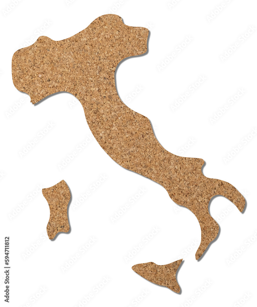 Fototapeta premium Italy map cork wood texture.