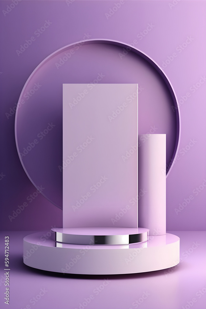 purple podium display in the form of a rectangular column on a round base, Generative AI purple podium display in the form of a rectangular column on a round base, Generative AI