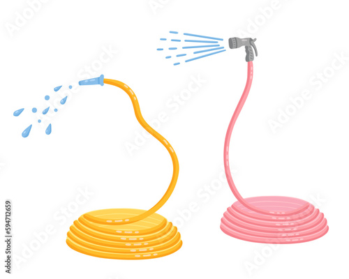 garden hose, fire hose, watering hose. Vector Illustration for printing, backgrounds and packaging. Image can be used for greeting cards, posters, stickers and textile. Isolated on white background.