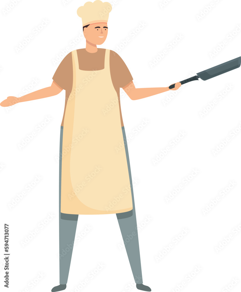 Fry pan cook icon cartoon vector. Woman meal. Eat salad Fry pan cook icon cartoon vector. Woman meal. Eat salad