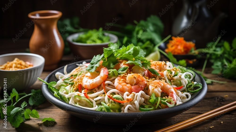 Spicy Udon Noodle Salad with Shrimp