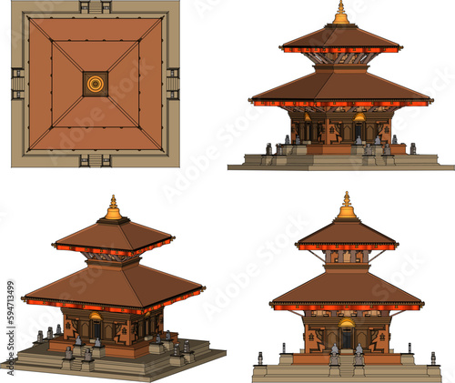 Vector illustration cartoon sketch sacred temple pagoda god place