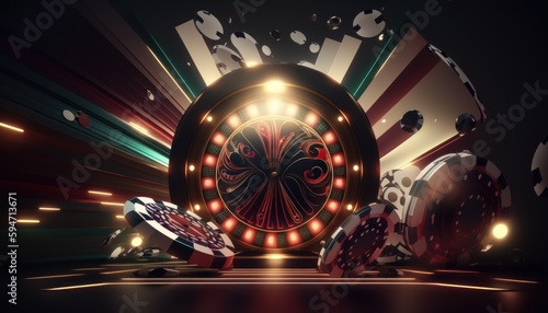 Photo Casino background with colorful lights and flares generative ai