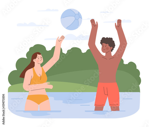 Water recreation. Characters wild swimming in local reservoirs.