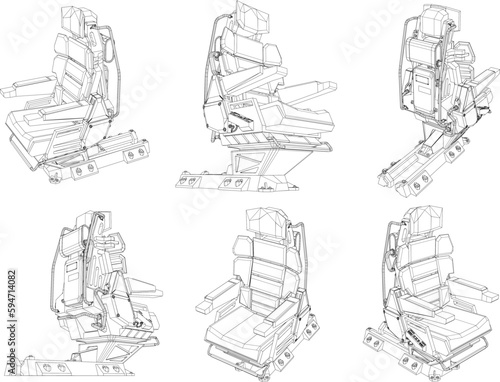 Vector illustration sketch of jet airplane ejection seat